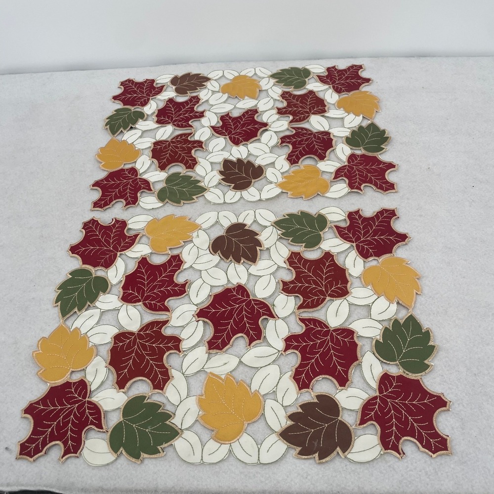 Croft & Barrow Autumn Leaf Placemats Set of 2 Fall Thanksgiving Decor Multicolor